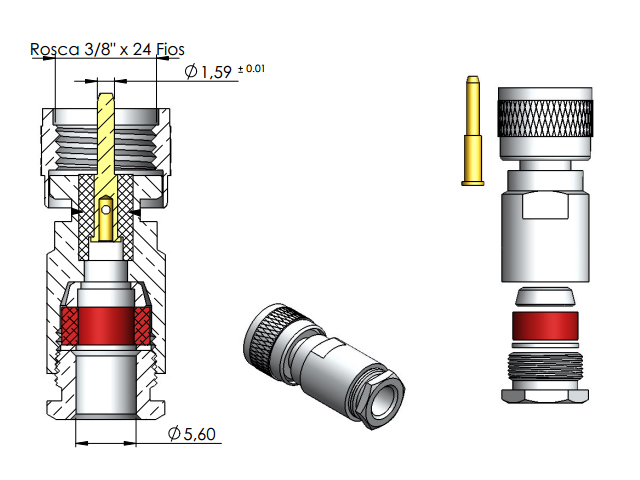 Conector UHF mini macho - Klc - KM-3M 