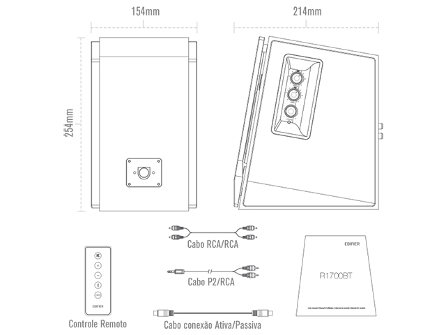 Caixa Acústica Ativa EDIFIER R1700BT PRETA (PAR)