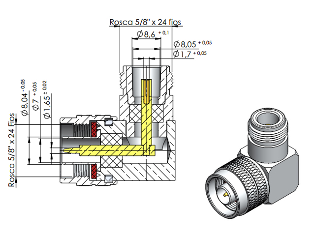 Adaptador N macho x fêmea Angular - Klc - CA-6