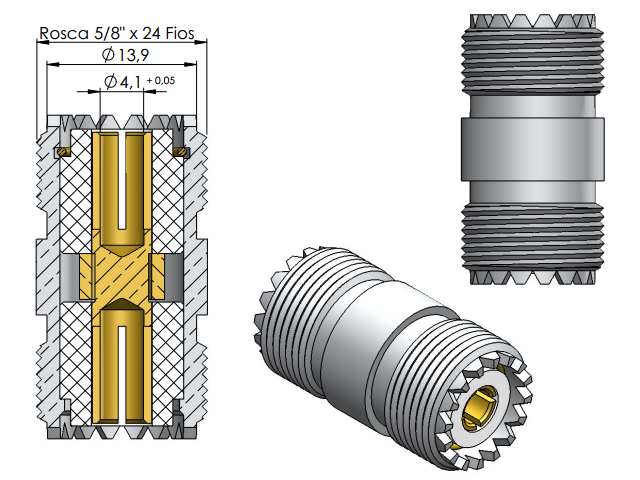 Adaptador UHF fêmea x fêmea - Klc - KA-1