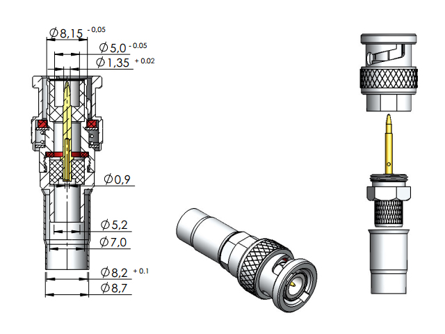 Conector BNC macho crimpagem - Klc - LM-2CR