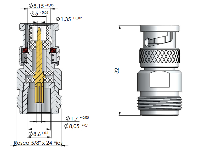 Adaptador BNC macho x fêmea N - Klc - KLC-1