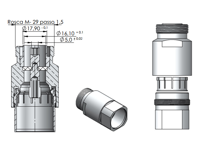 Conector DIN 7/16 fêmea cabo 7/8 rígido - Klc - 5019