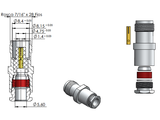 Conector TNC fêmea - Klc - TF-3