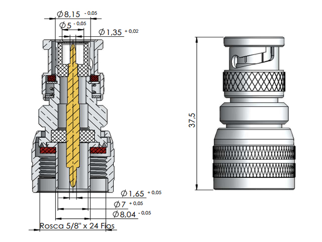 Adaptador BNC macho x macho N - Klc - KLC-12