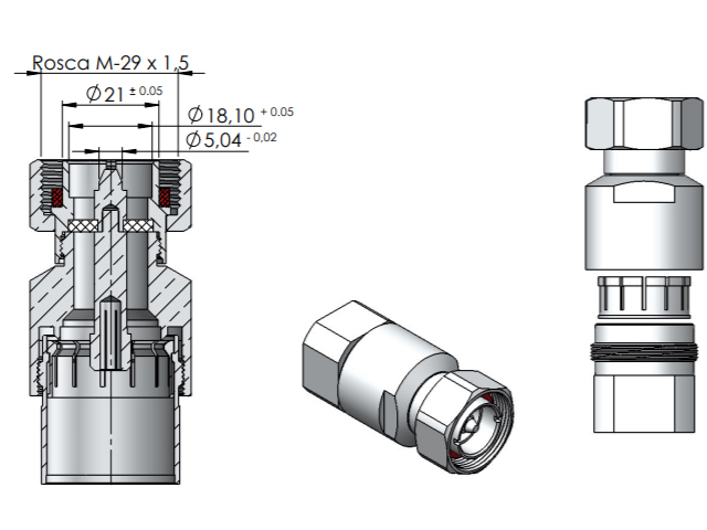 Conector DIN 7/16 macho cabo 7/8 - Klc - 5067 (RFS)