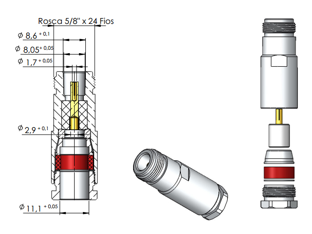 Conector N fêmea - Klc - CF-3