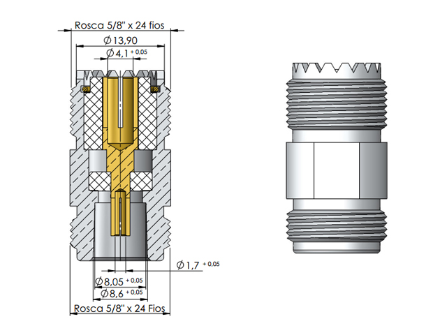 Adaptador UHF fêmea x fêmea N - Klc - KLC-55