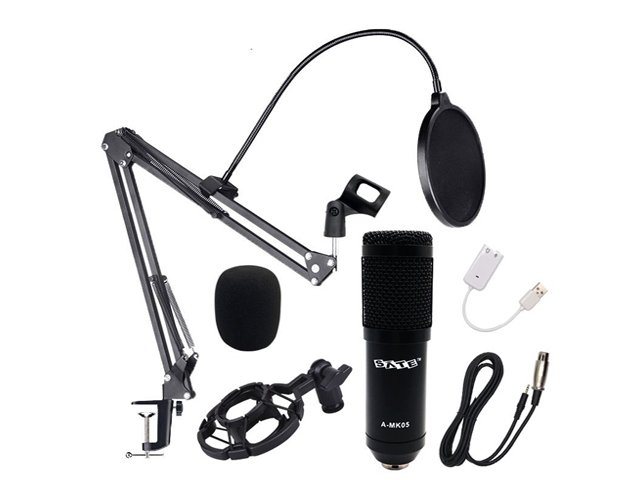 Kit Microfone e Acessórios para Streaming Broadcast SATE A-MK06