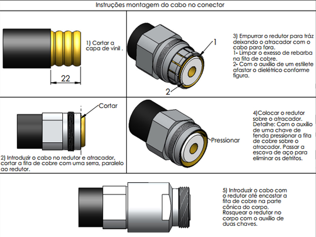 Conector DIN 7/16 fêmea cabo 7/8 rígido - Klc - 5019