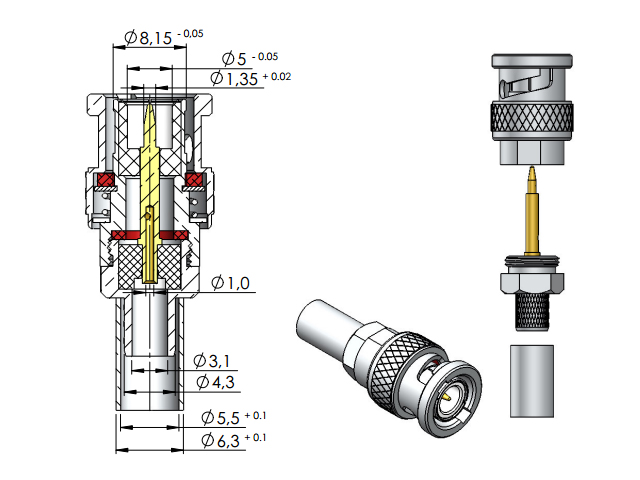 Conector BNC macho crimpagem - Klc - LM-3CR