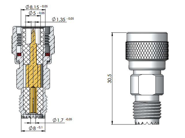 Adaptador UHF mini fêmea x macho TNC - Klc - KLC-24