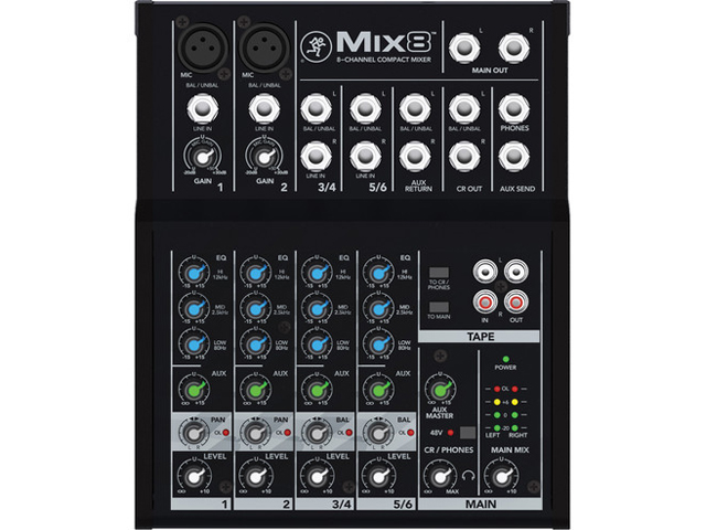 Mixer de Áudio - Mackie Mix8