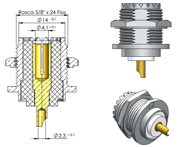 Conector UHF fêmea painel  - Klc - KF-3 