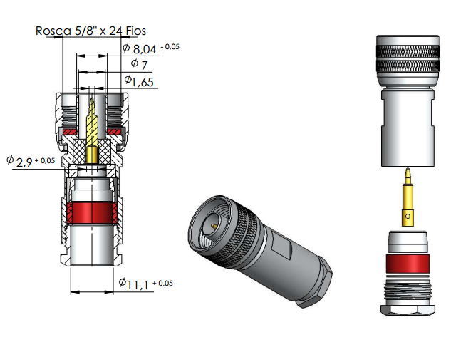 Conector N macho - Klc - CMC-1