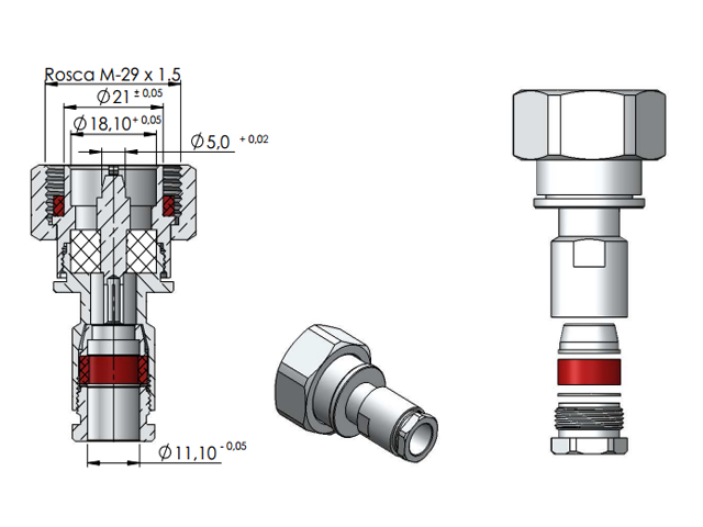 Conector DIN 7/16 macho cabo RGC-213 - Klc - 5043