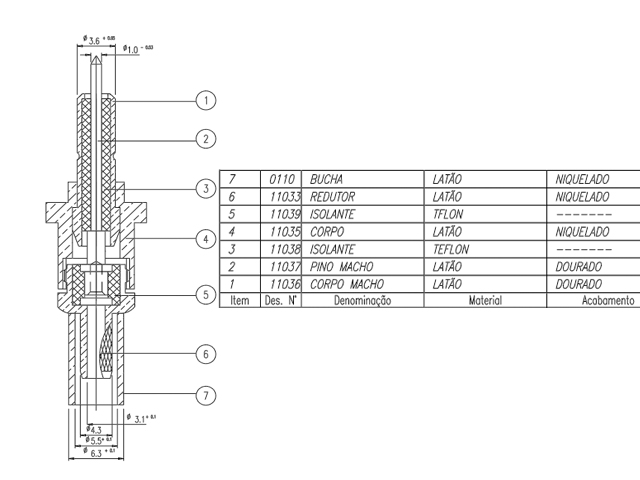 Conector telefonia celular macho crimpagem - KLC - 8014