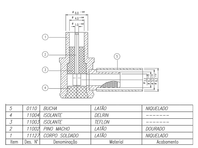 Conector telefonia celular macho crimpagem - KLC - 8004