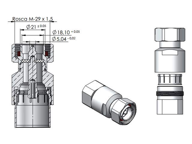 Conector DIN 7/16 macho cabo 7/8 - Klc - 5022